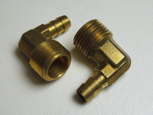 15168 Brass Fitting, 3/8″ HB x 1/2″ MPT 90° (2)